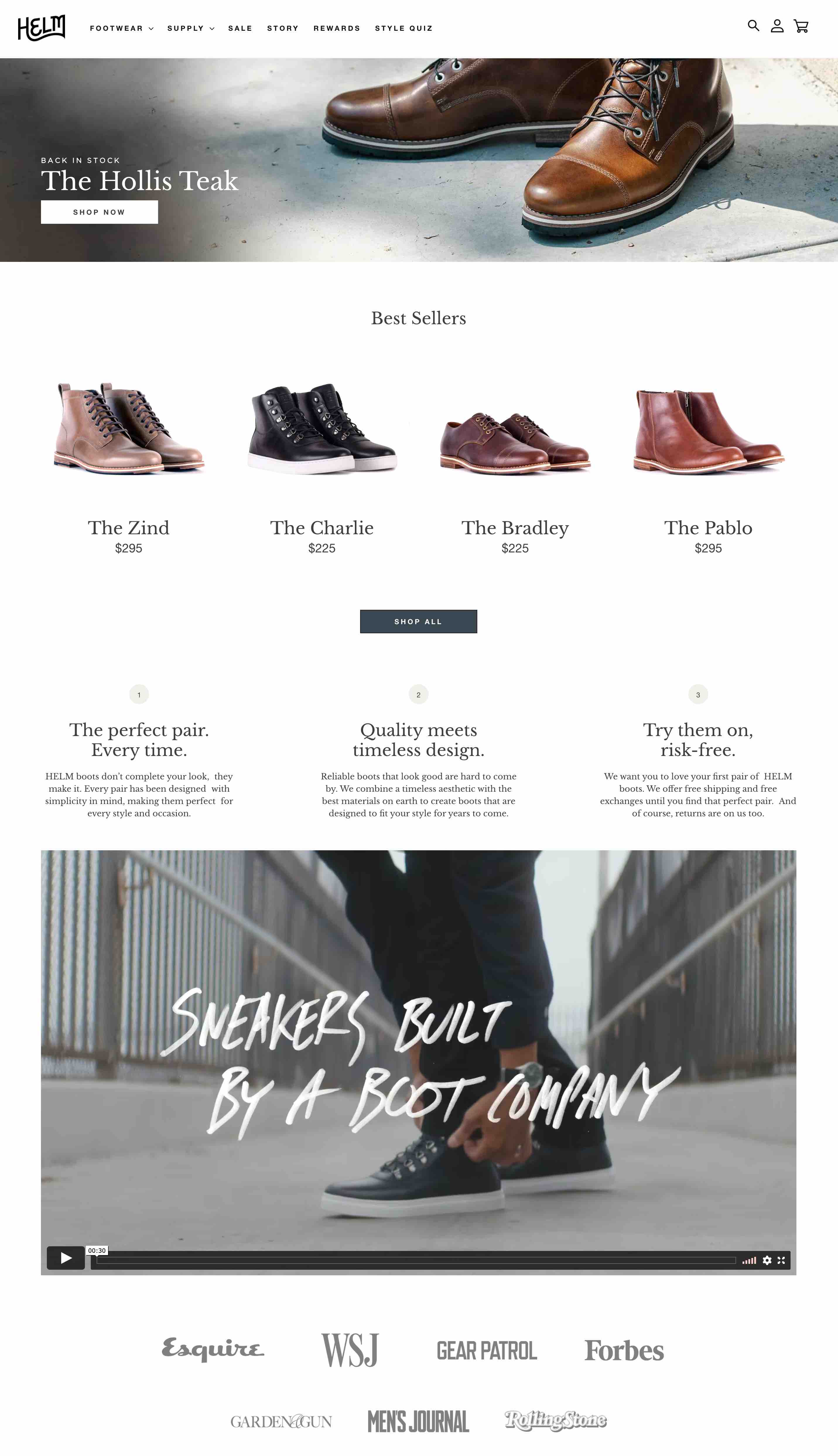 Home page for boots
