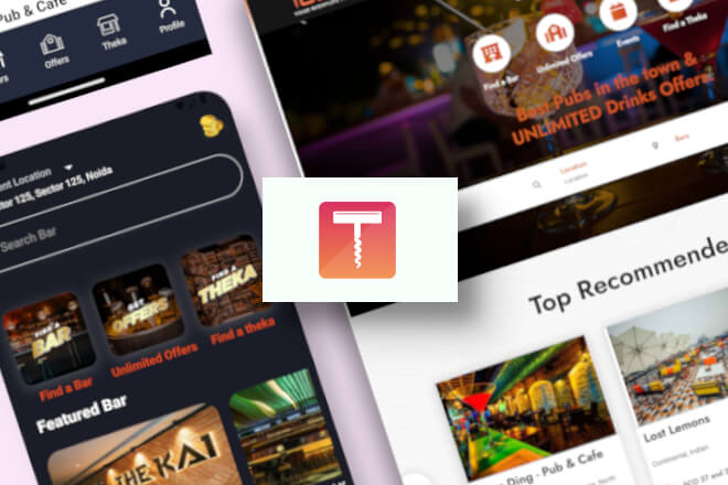 Marketplace App & Website for Bar & Pubs, providing offers for drinks and parties